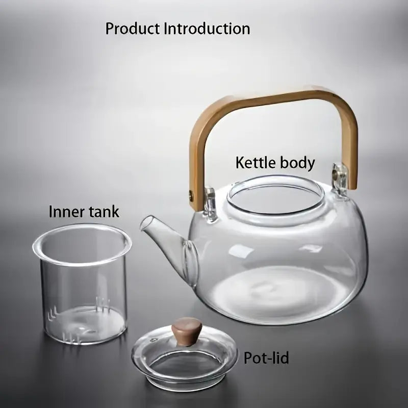 Bamboo - Glass Teapot Kettle Bamboo Handle 1000 ml
