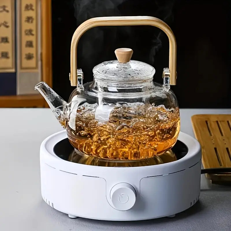 Bamboo - Glass Teapot Kettle Bamboo Handle 1000 ml