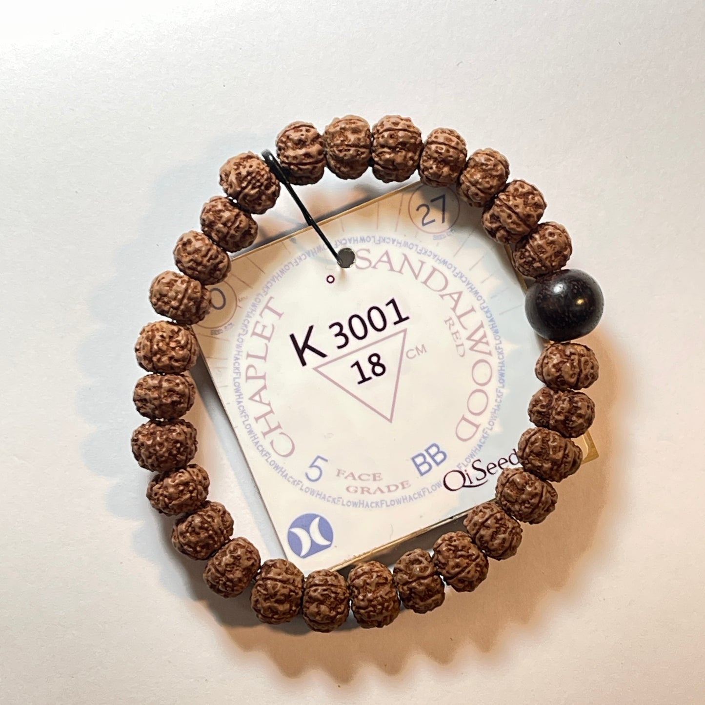 Red Sandlewood Chaplet (27 Rudraksha • 18 cm Fit) | Class BB | No. K3001