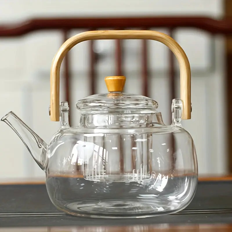 Bamboo - Glass Teapot Kettle Bamboo Handle 1000 ml