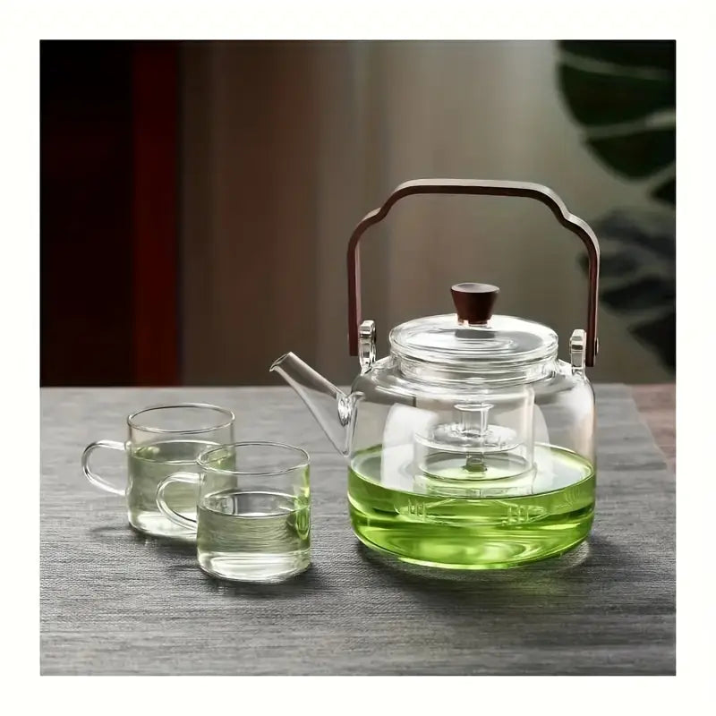 Cloud Lift - Glass Teapot / Kettle / Infuser. with Wooden Handle 1165ml