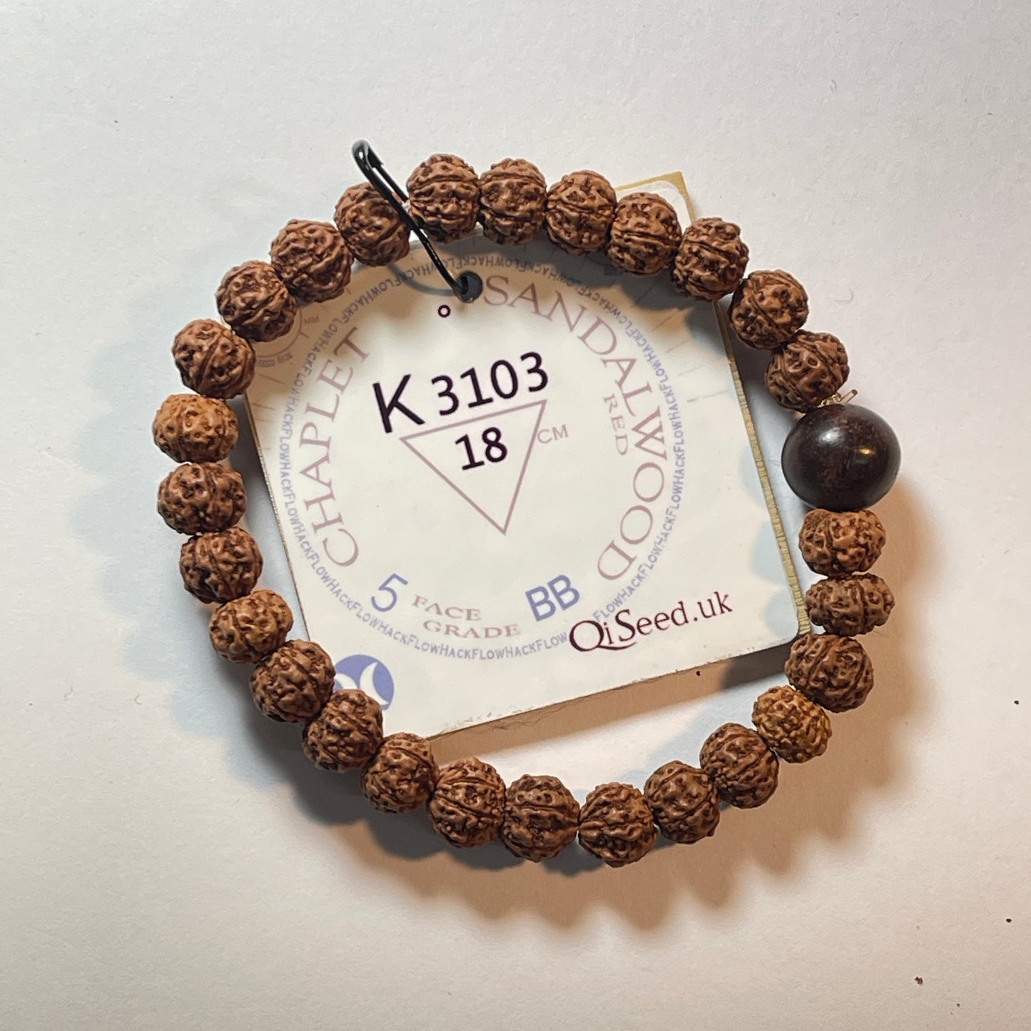 Red Sandalwood Chaplet (27 Rudraksha • 18 cm Fit) | Class BB | No. K3103