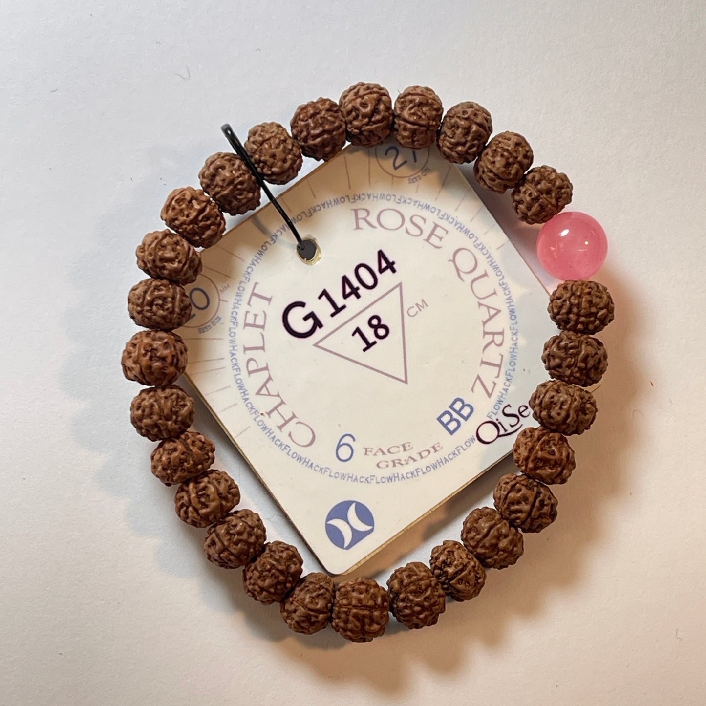Rose Quartz Chaplet (27 Rudraksha • 18 cm Fit) | Class BB | No. G1404