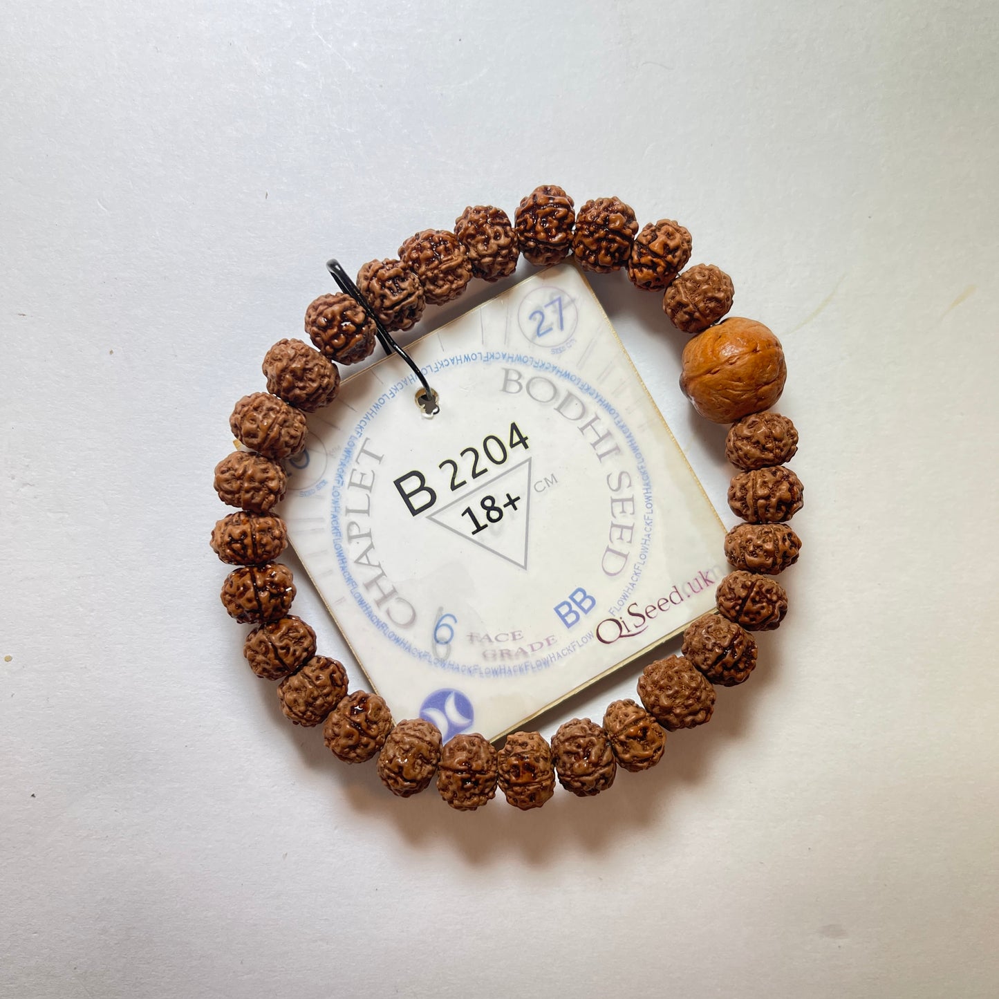 Bodhi Seed Chaplet (27 Rudraksha • 18+ cm Fit) | Class BB | No. B2204