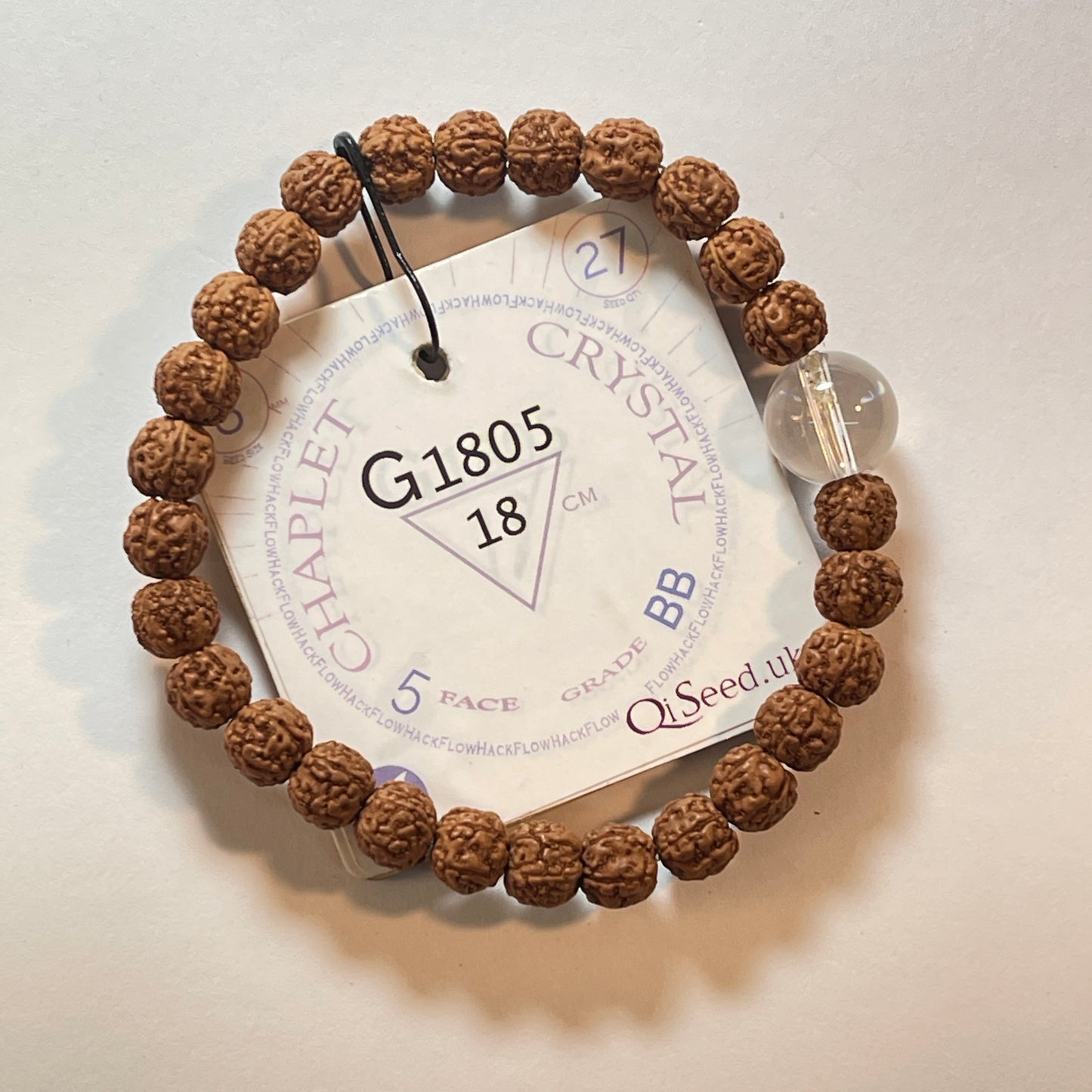 Crystal Chaplet (27 Rudraksha • 18 cm Fit) | Class BB | No. G1805
