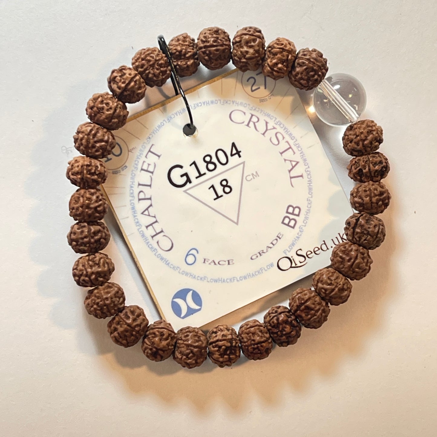 Crystal Chaplet (27 Rudraksha • 18 cm Fit) | Class BB | No. G1804