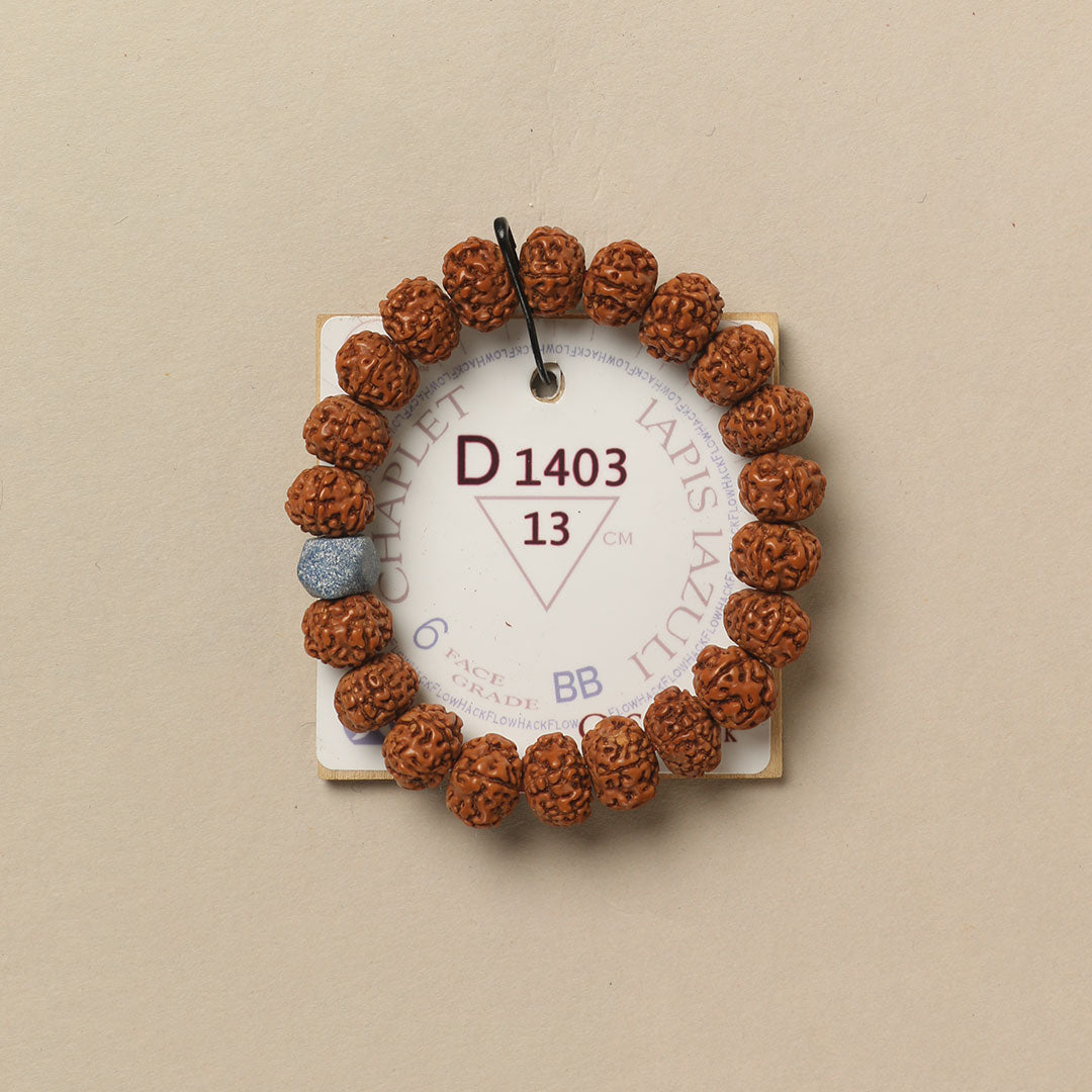 Lapis Lazuli Chaplet (21 Rudraksha • 13 cm Fit) | Class BB | No. D1403