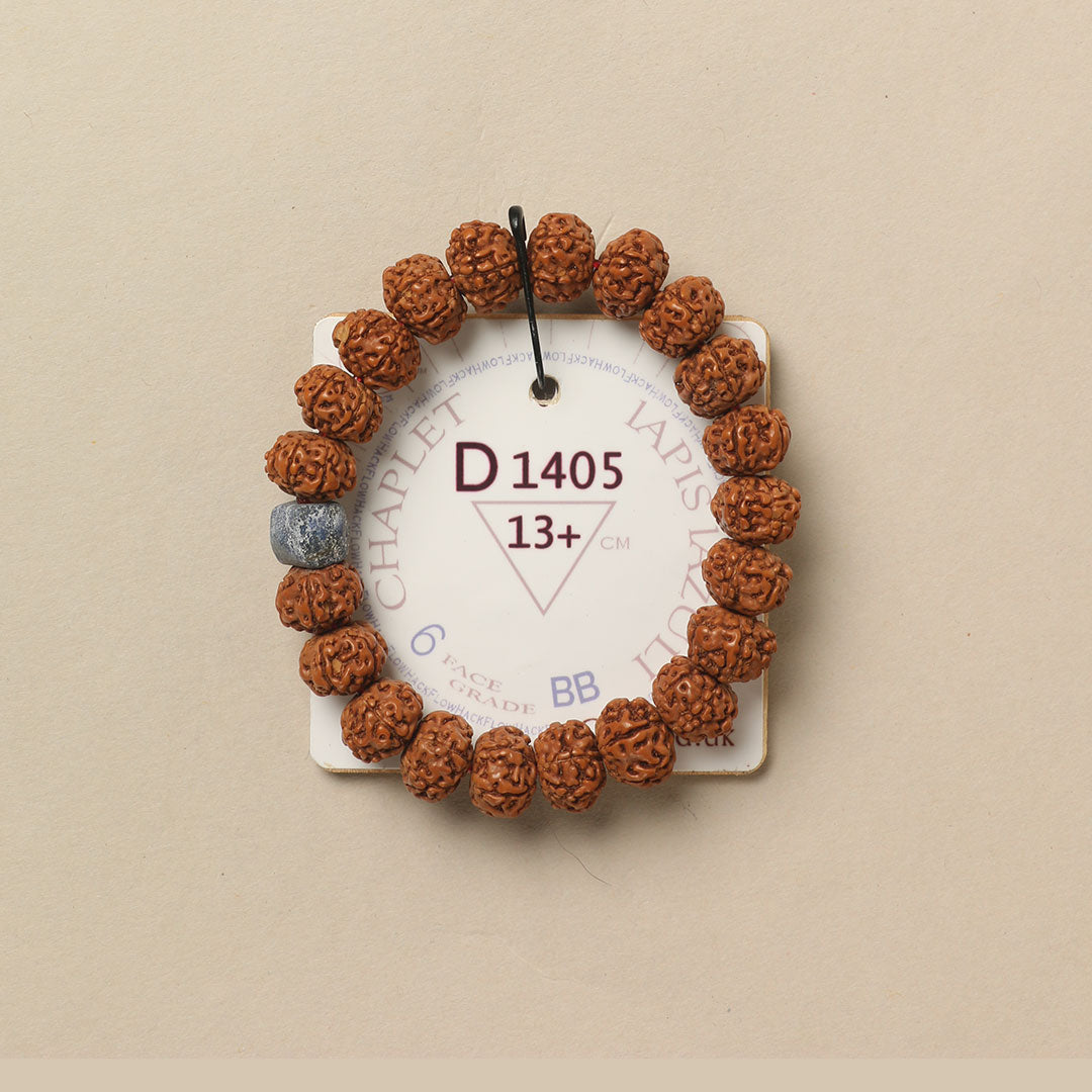 Lapis Lazuli Chaplet (21 Rudraksha • 13+ cm Fit) | Class BB | No. D1405