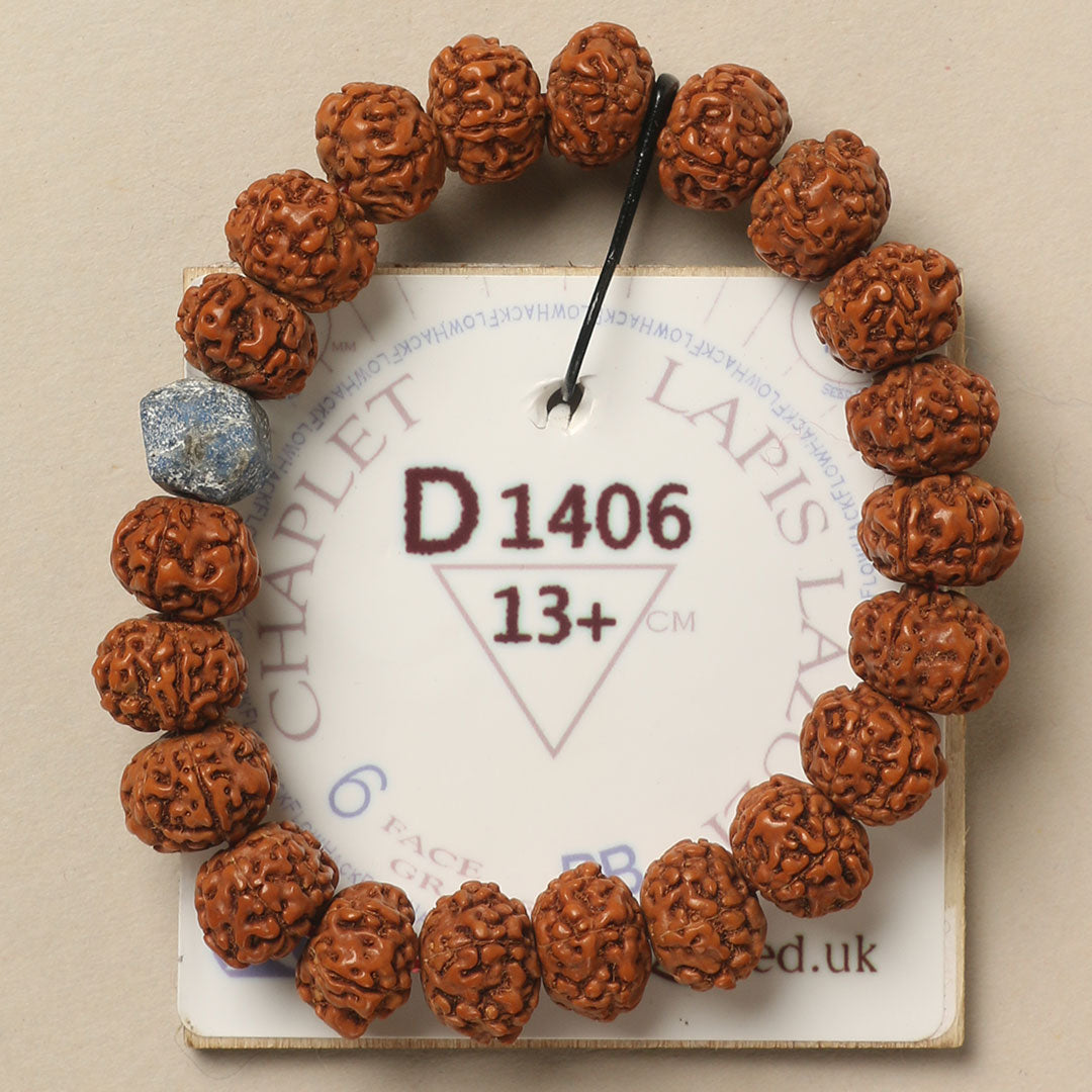 Lapis Lazuli Chaplet (21 Rudraksha • 13+ cm Fit) | Class BB | No. D1406