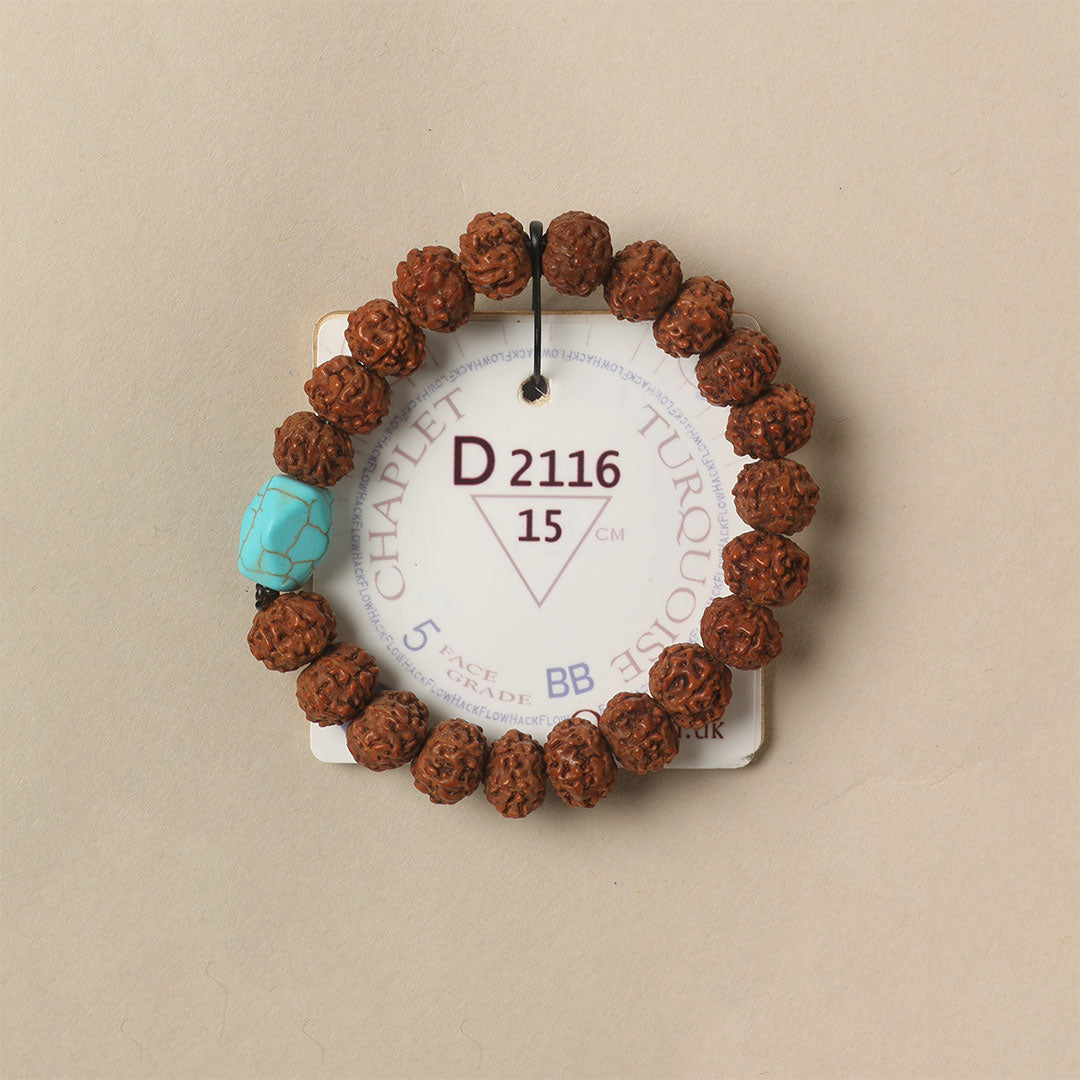 Turquoise Chaplet (21 Rudraksha • 15 cm Fit) | Class BB | No. D2116