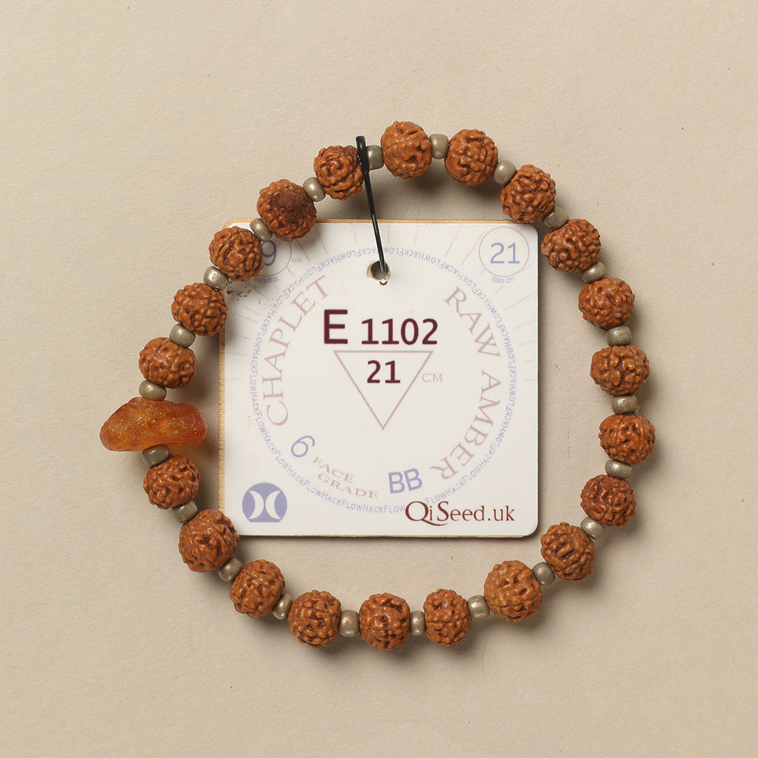 Amber Chaplet (21 Rudraksha • 21 cm Fit) | Class BB | No. E1102