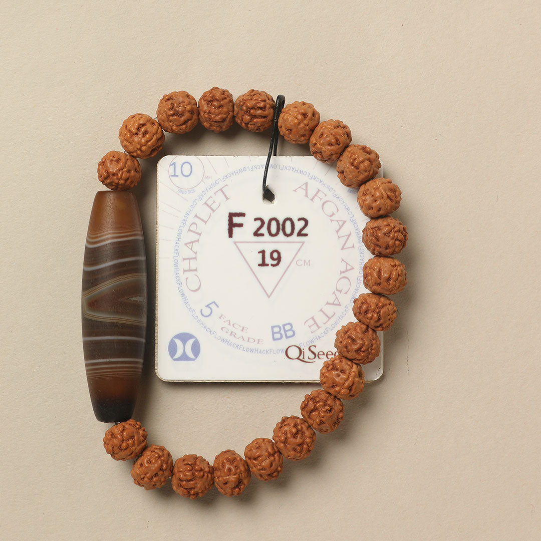 Afgan Agate Chaplet (21 Rudraksha • 19 cm Fit) | Class BB | No. F2002