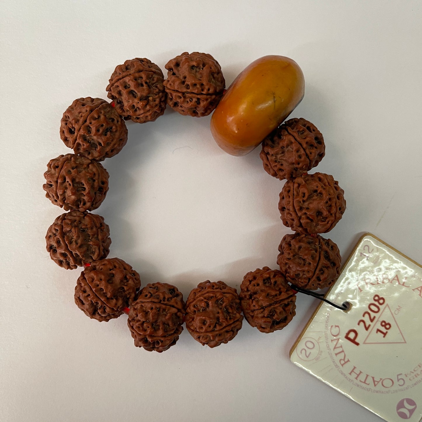 Tribal Amber Oath Ring (12 Rudraksha • 18 cm Fit) | Class BB | No. P2208