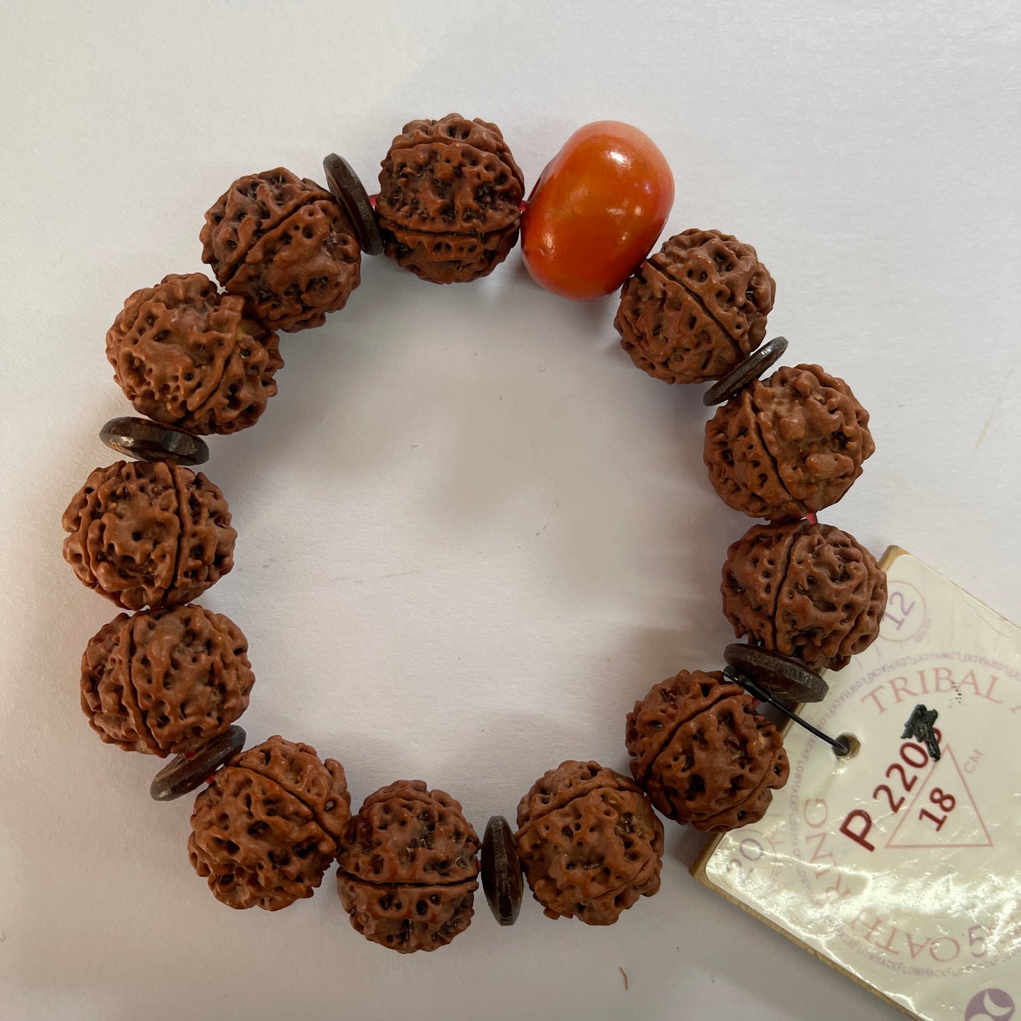 Tribal Amber Oath Ring (12 Rudraksha • 18+ cm Fit) | Class BB | No. P2207