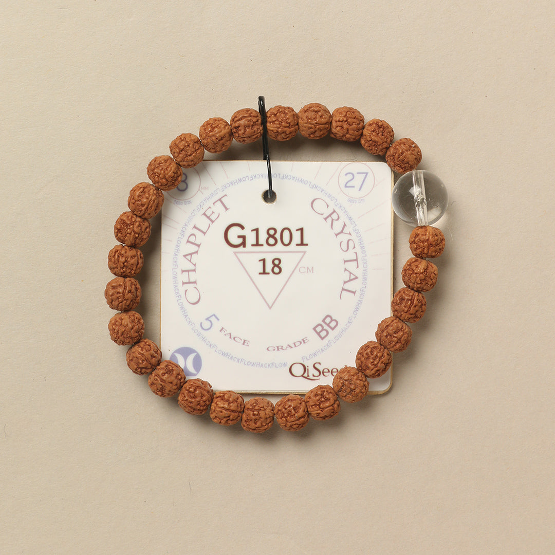 Crystal Chaplet (27 Rudraksha • 18 cm Fit) | Class BB | No. G1801