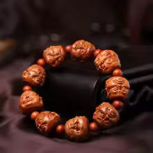 Buddha Belt - Carved mahogany four Buddha bracelet