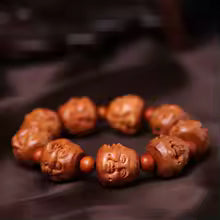 Buddha Belt - Carved mahogany four Buddha bracelet