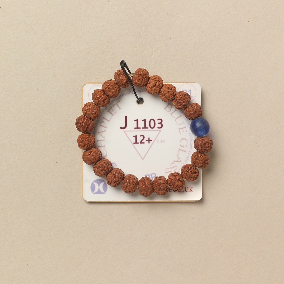 Blue Glass Chaplet (21 Rudraksha • 12+ cm Fit) | Class BB | No. J1103