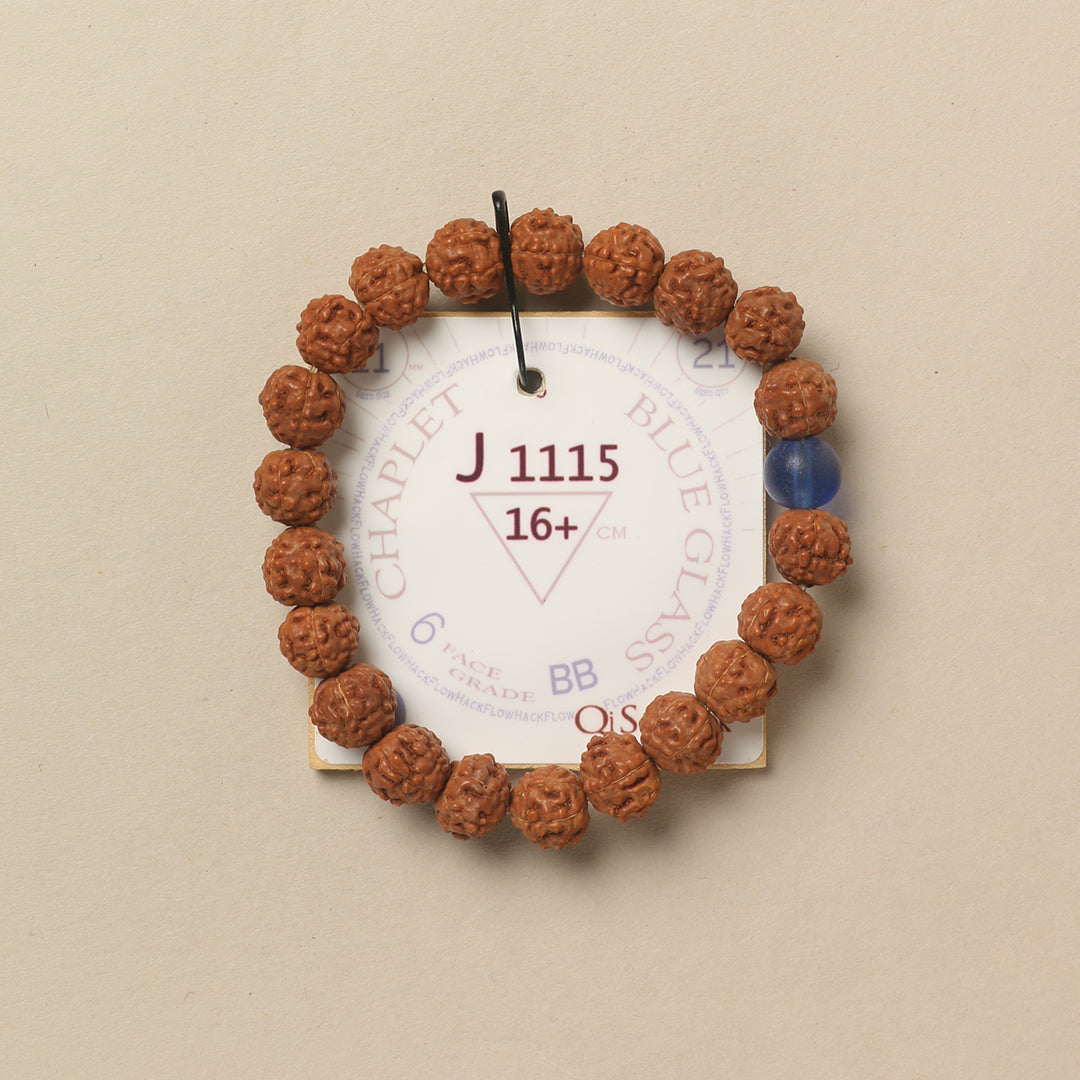 Blue Glass Chaplet (21 Rudraksha • 16+ cm Fit) | Class BB | No. J1115