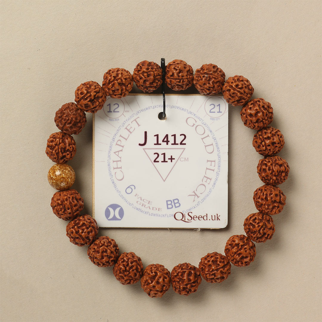 Gold Fleck Chaplet (21 Rudraksha • 21+ cm Fit) | Class BB | No. J1412