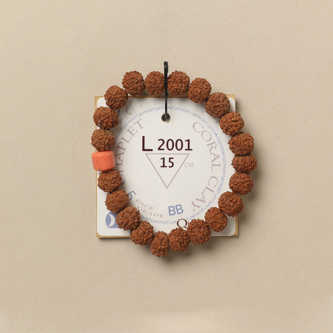 Coral Clay Chaplet (21 Rudraksha • 15 cm Fit) | Class BB | No. L2001