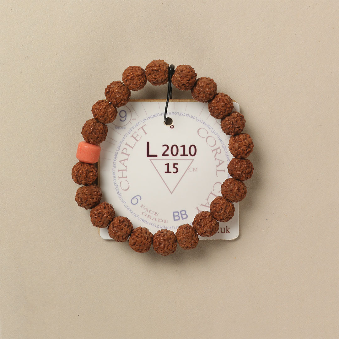 Coral Clay Chaplet (21 Rudraksha • 15 cm Fit) | Class BB | No. L2010