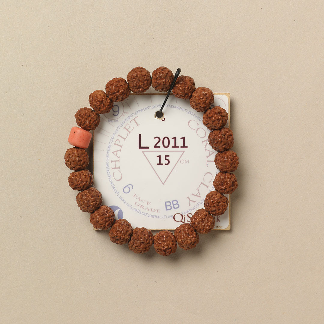 Coral Clay Chaplet (21 Rudraksha • 15 cm Fit) | Class BB | No. L2011