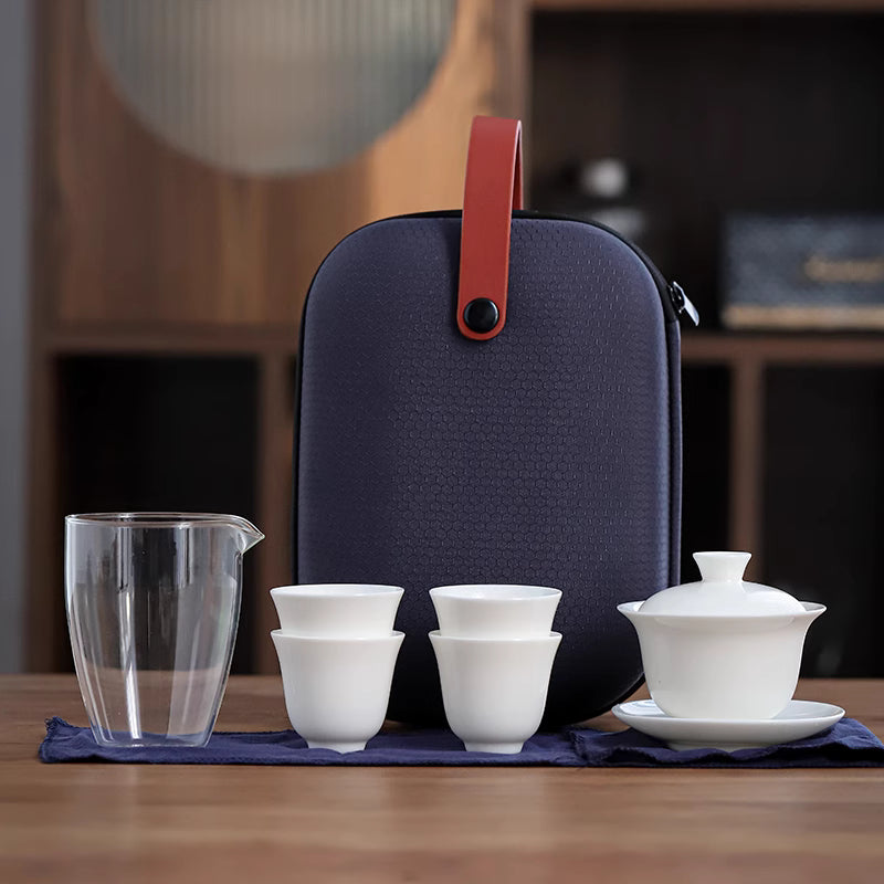 Pillow Talk - Travel Tea Kit- Blue Oval- Gaiwan 4 cups fair cup