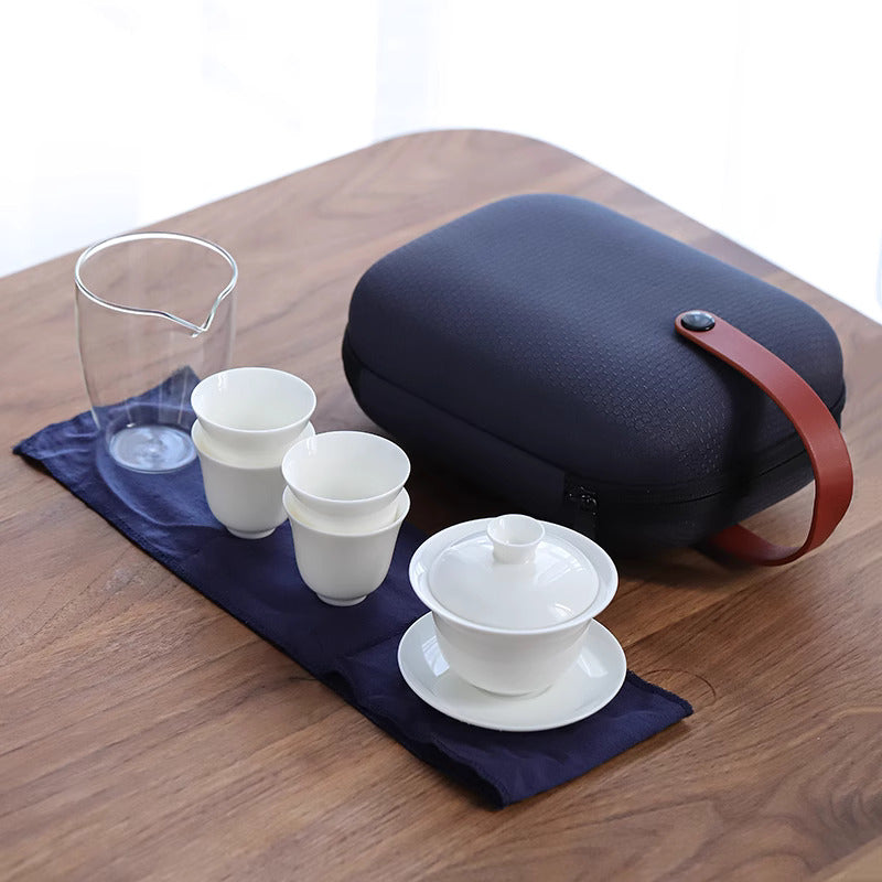 Pillow Talk - Travel Tea Kit- Blue Oval- Gaiwan 4 cups fair cup