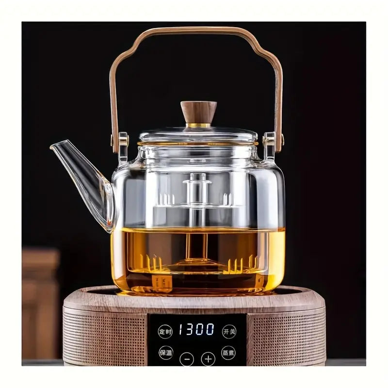 Cloud Lift - Glass Teapot / Kettle / Infuser. with Wooden Handle 1165ml