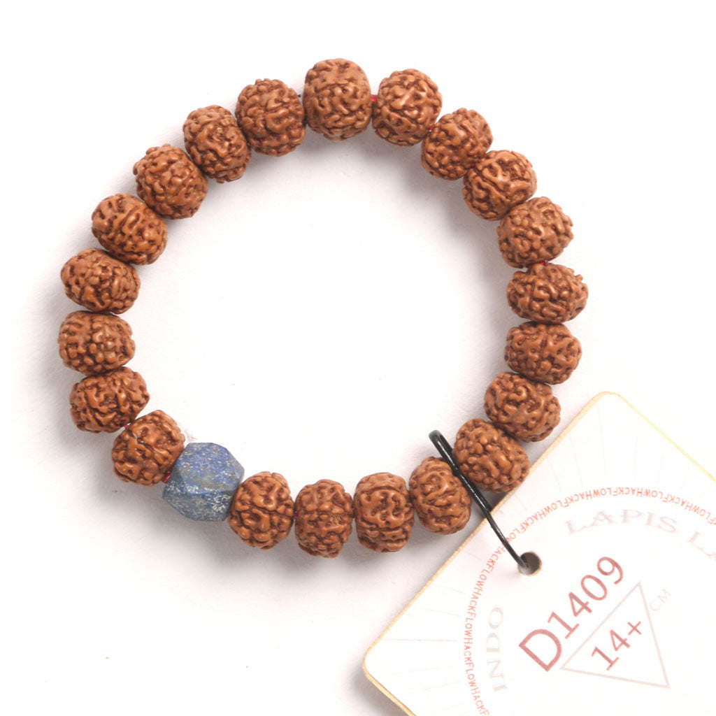 Lapis Lazuli Chaplet (21 Rudraksha • 14+ cm Fit) | Class BB | No. D1409