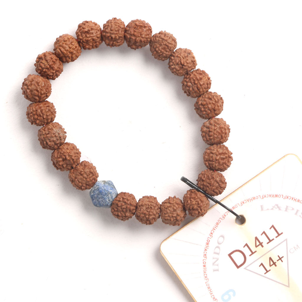Lapis Lazuli Chaplet (21 Rudraksha • 14+ cm Fit) | Class BB | No. D1411