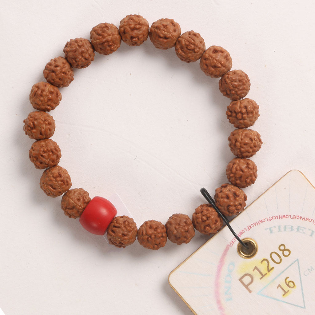 Tibetian Red Chaplet (21 Rudraksha • 16 cm Fit) | Class BB | No. L1108