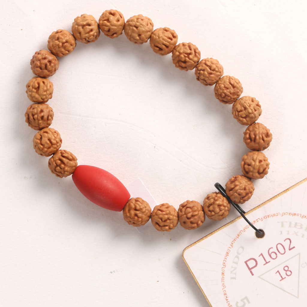 Tibetian Red Chaplet (21 Rudraksha • 18 cm Fit) | Class BB | No. L1035