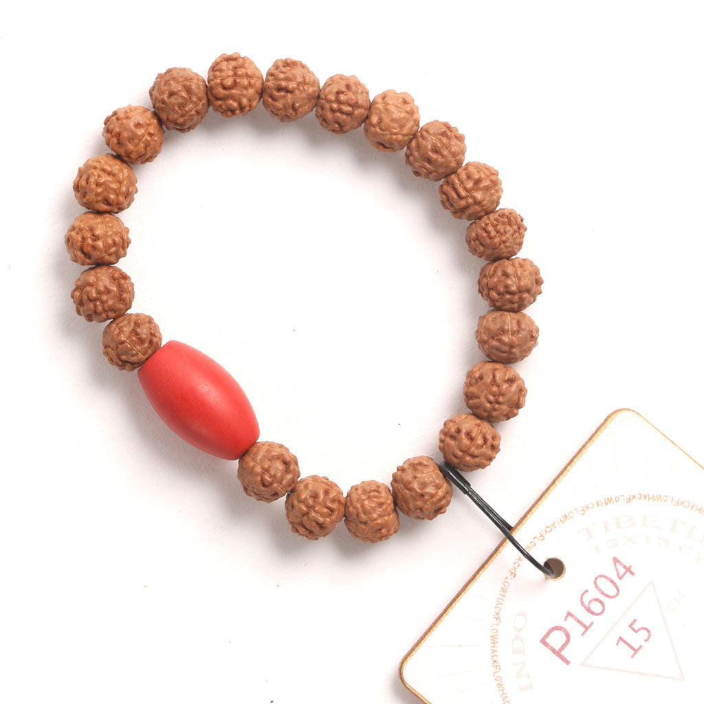 Tibetian Red Chaplet (21 Rudraksha • 15 cm Fit) | Class BB | No. L1037