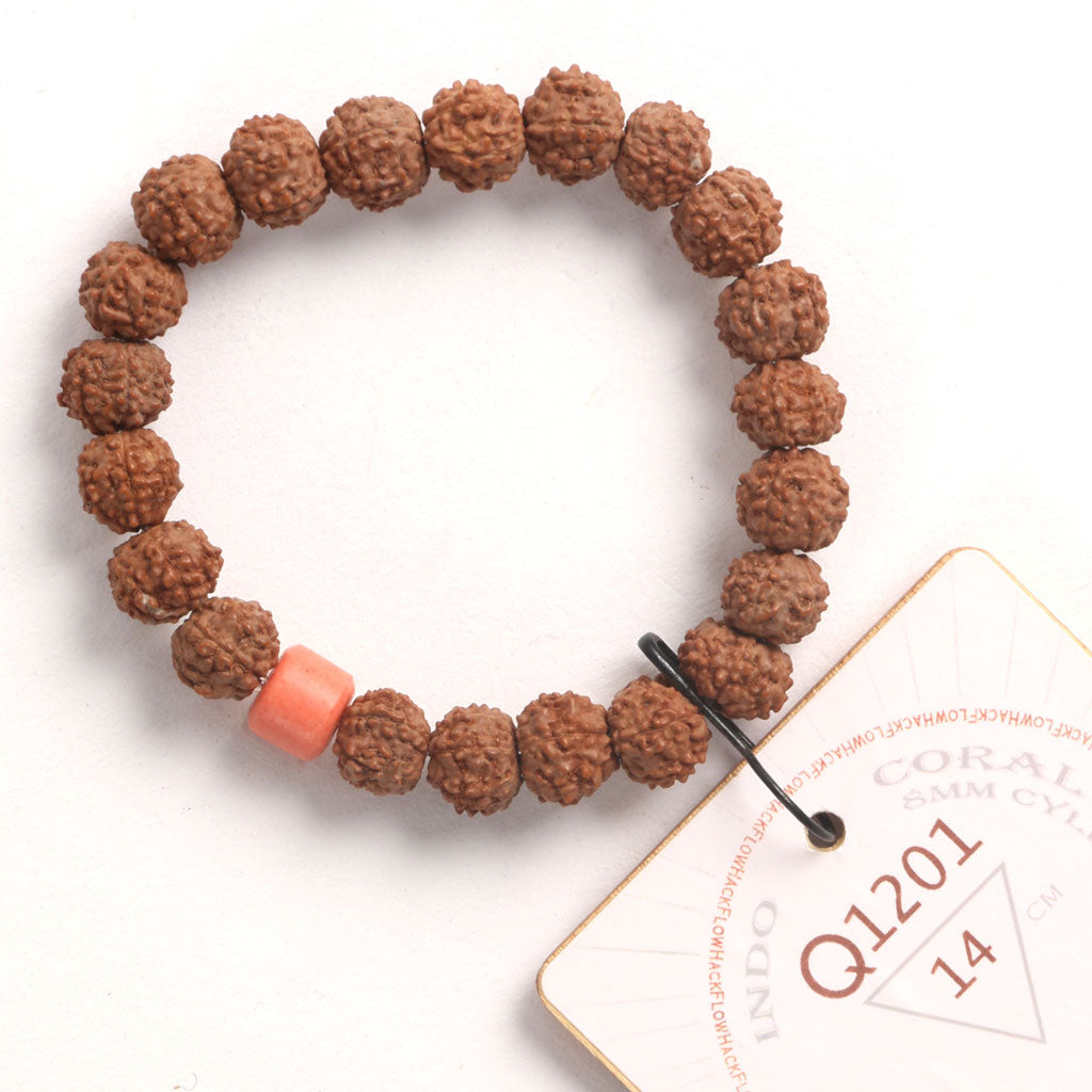 Coral Clay Chaplet (21 Rudraksha • 14 cm Fit) | Class BB | No. L2006