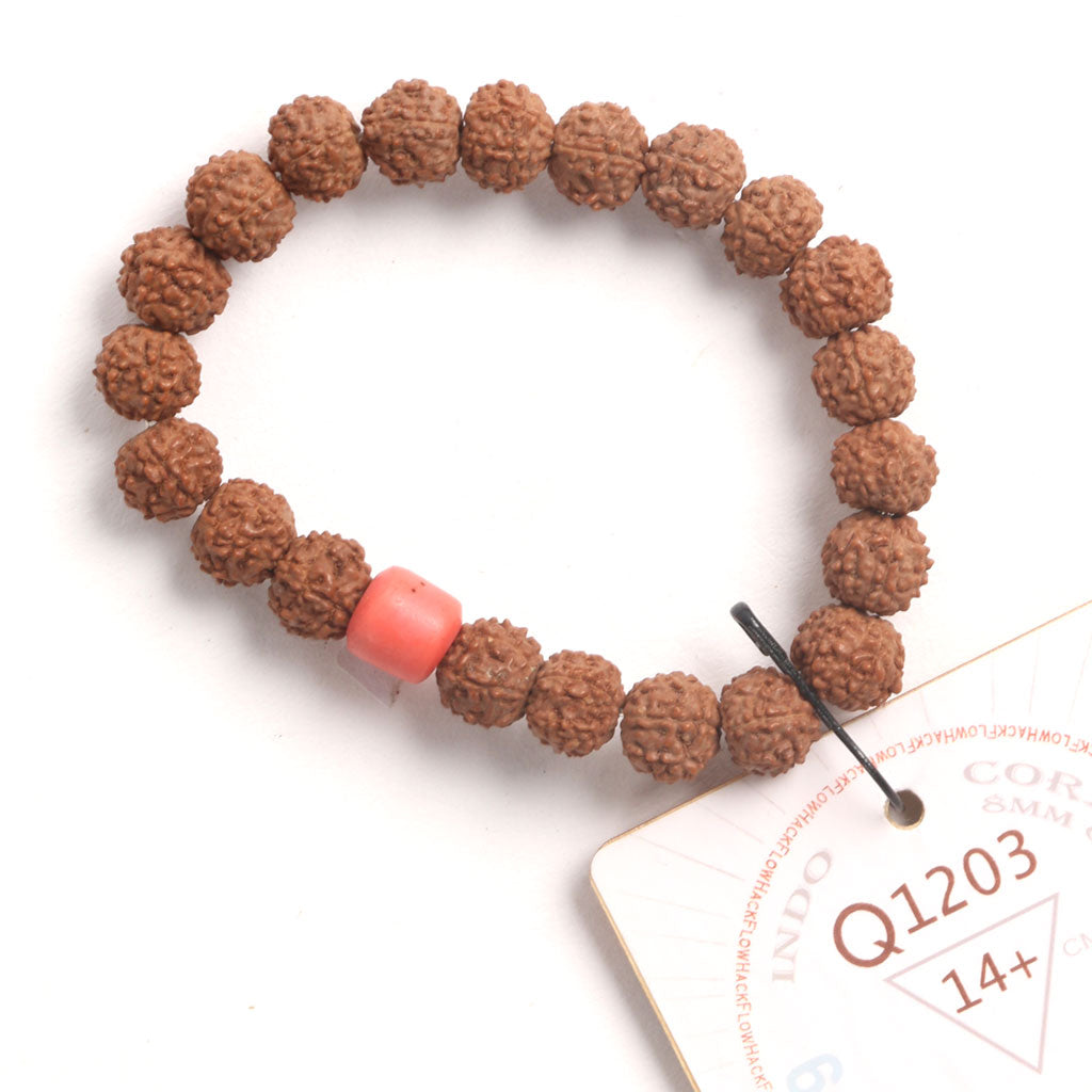 Coral Clay Chaplet (21 Rudraksha • 14+ cm Fit) | Class BB | No. L2008