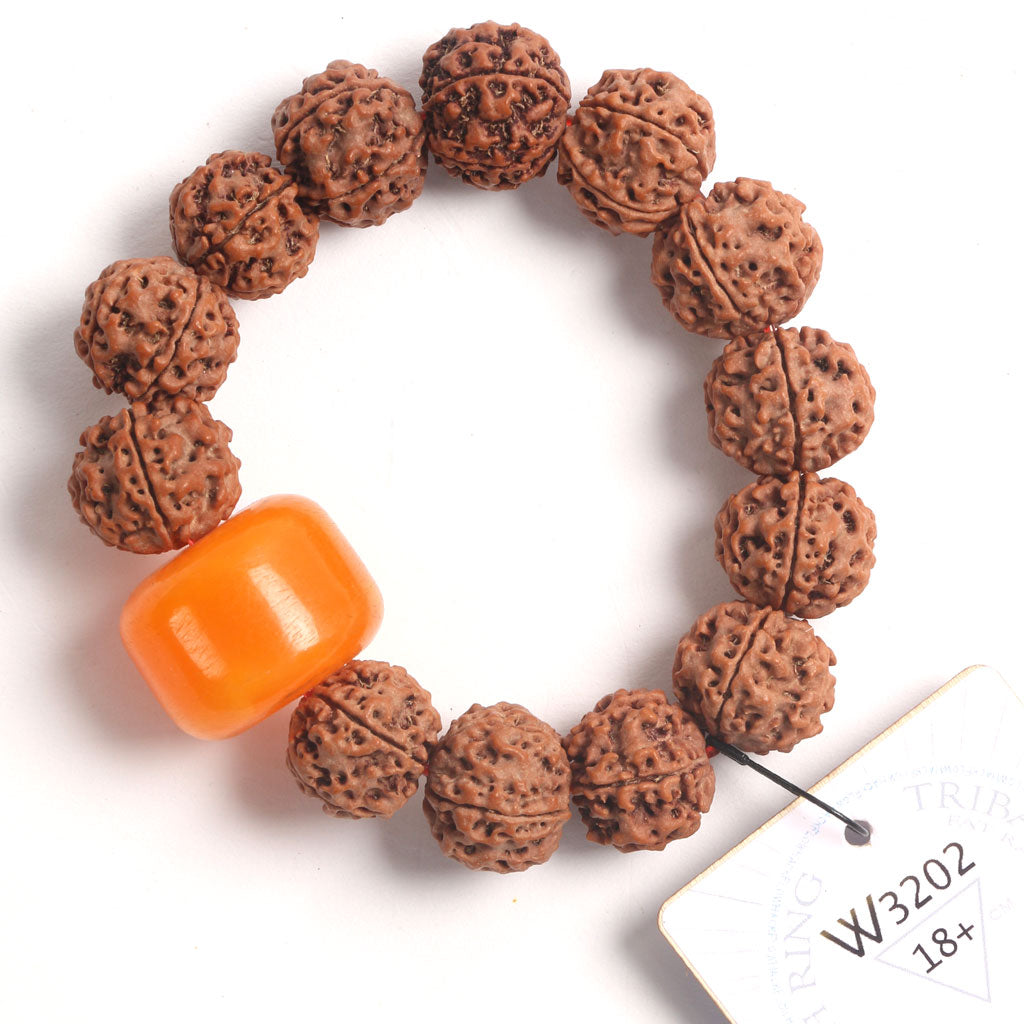 P2102 - Tribal Amber Oath Ring 18+ cm L