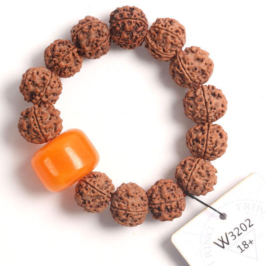 P2102 - Tribal Amber Oath Ring 18+ cm L