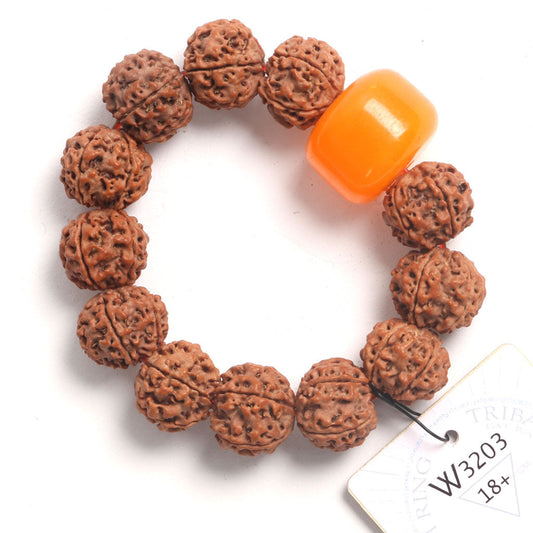 P2103 - Tribal Amber Oath Ring 18+ cm L