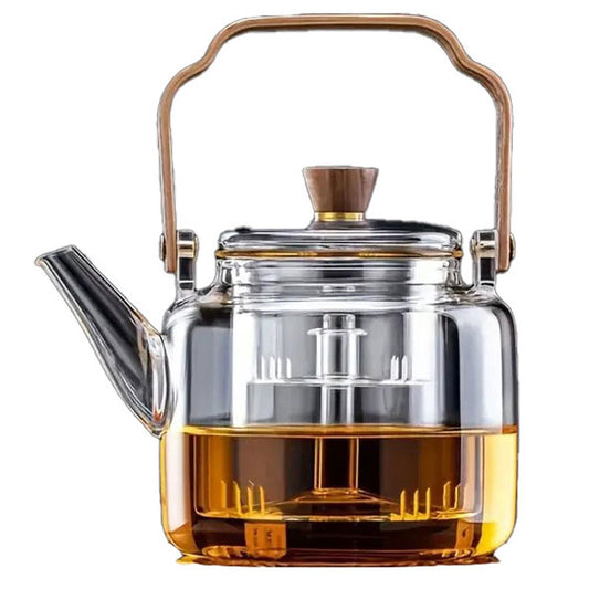 Cloud Lift - Glass Teapot / Kettle / Infuser. with Wooden Handle 1165ml