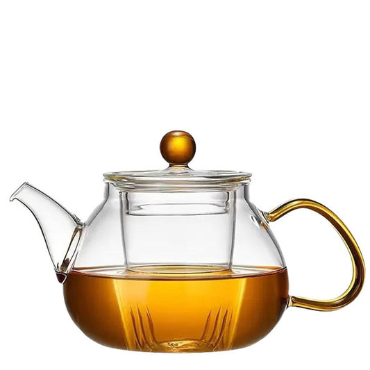 Gold knob - Glass Teapot Kettle Infuser  690 ml