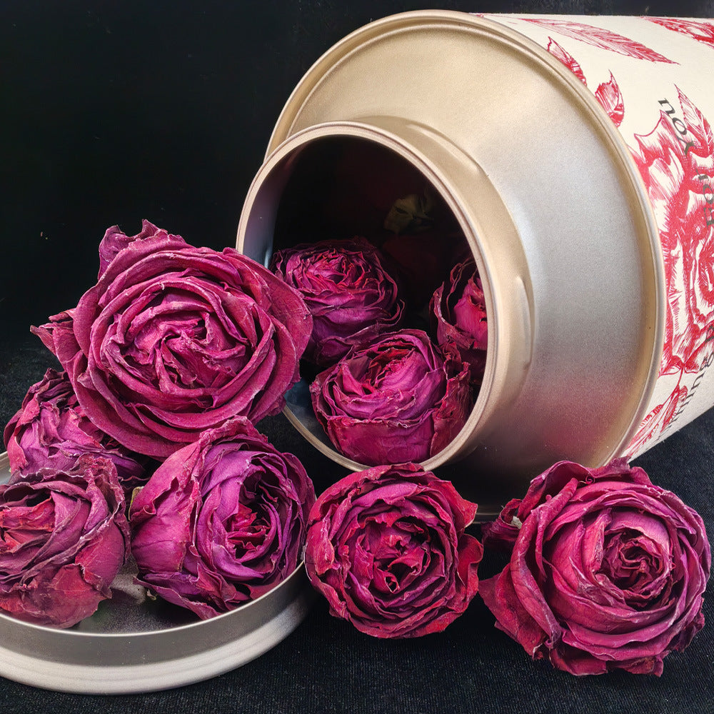 Dark Red Rose Crown — Rosa chinensis Tea in Matte White Sanctuary Tin