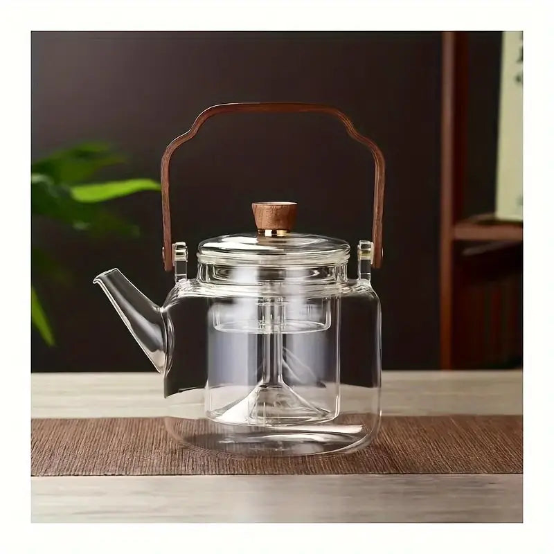 Cloud Lift - Glass Teapot / Kettle / Infuser. with Wooden Handle 1165ml